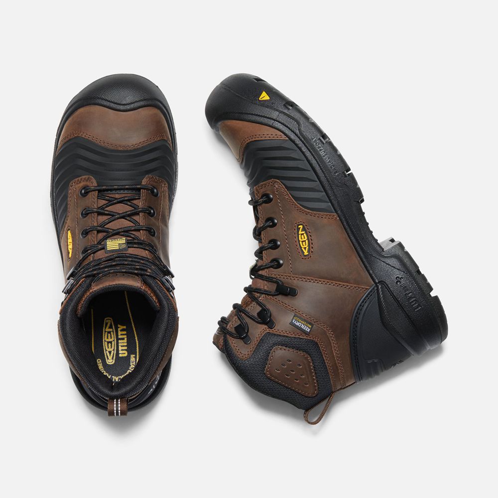 Keen Laarzen Heren Bruin/Zwart - Portland 6\" Waterproof (Carbon-Fiber Toe) - 67480-YVUJ